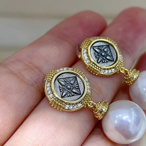 S925 Sterling Silver Gold Coin Earring Setting