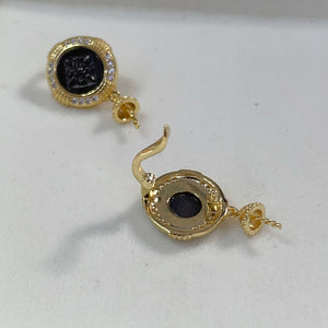 S925 Sterling Silver Gold Coin Earring Setting