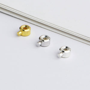 10pcs 3mm S925 Sterling Silver and Gold-Plated End Cap Beads