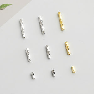10pcs S925 Gold Plated Tube Beads, Twisted Silver Spacers -4,8,12mm