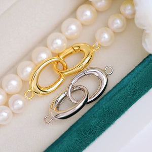 S925 Sterling Silver Double Oval Circle Clasp for Jewelry Making