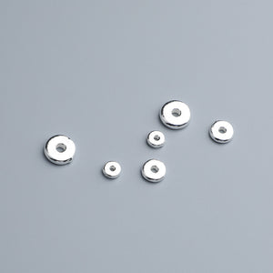 10pcs S925 Sterling Silver Geometric Glossy Round Disc Spacer Beads 4-8mm