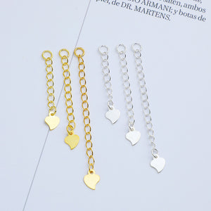 10pcs 3-5cm S925 Sterling Silver Heart Extension Chain