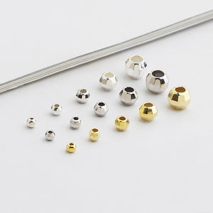 10pcs 2.5-5mm S925 Gold-Plated Faceted Spacer Beads for DIY Jewelry Making