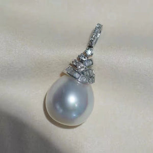 S925 Sterling Silver CZ Pearl Pendant Setting for Jewelry Making