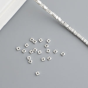S925 Sterling Silver Square Spacer Beads for DIY Bracelet Necklace
