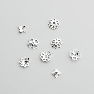 S925 Sterling Silver Flower Bead Caps for DIY Crystal Bracelets