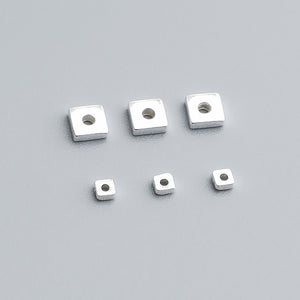 S925 Sterling Silver Square Spacer Beads for DIY Bracelet Necklace