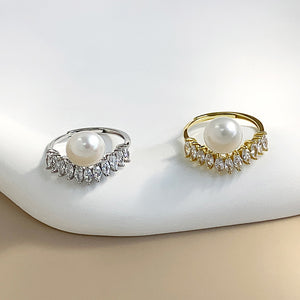 V shape pearl ring setting