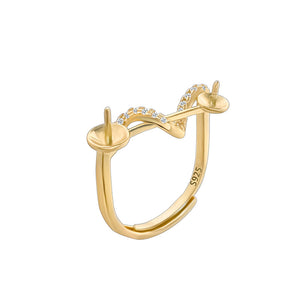 Waving balance beam pearl ring setting