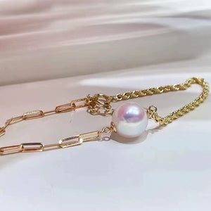 Adjustable Gold Bracelet Setting for 9-12mm Half-Drilled Pearls