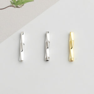 10pcs S925 Gold Plated Tube Beads, Twisted Silver Spacers -4,8,12mm