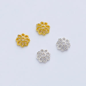 10pcs S925 Silver Gold Plated Flower Bead Cap for DIY Jewelry Making
