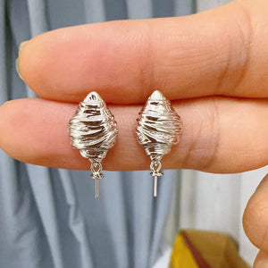 S925 Sterling Silver Textured Gold Earring Setting