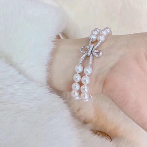 S925 Sterling Silver Bowtie Double Row Clasp