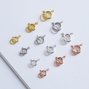 5mm 6mm 7mm, 10pcs S925 Sterling Silver Spring Buckle with Closed Ring