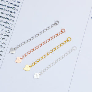 10pcs 3-5cm S925 Sterling Silver Heart Extension Chain