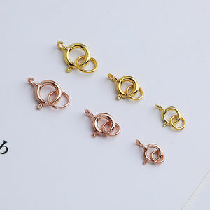 5mm 6mm 7mm, 10pcs S925 Sterling Silver Spring Buckle with Closed Ring