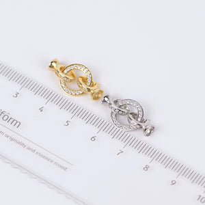 S925 Sterling Silver Pavé Double Circle Clasp for Jewelry Making