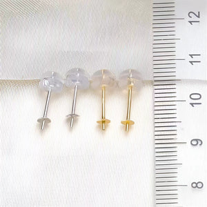 18K Gold Earring Posts with Backs for 2–14mm Pearls, DIY Stud Parts