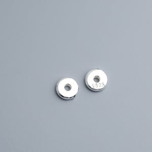 10pcs S925 Sterling Silver Geometric Glossy Round Disc Spacer Beads 4-8mm