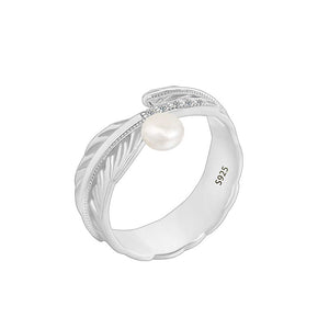 Feather pearl ring setting