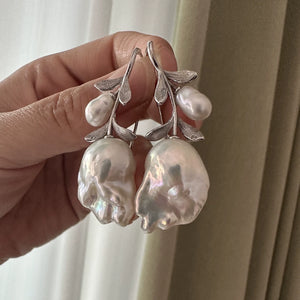 S925 Sterling Silver Leaf Branch Earring Setting