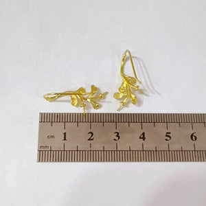 S925 Sterling Silver Leaf Branch Earring Setting