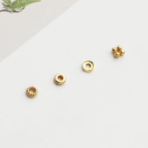10pcs S925 Sterling Silver Gold-Plated Mini Round Spacer Beads