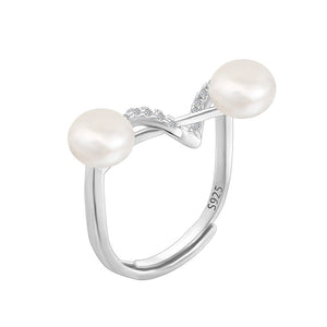 Waving balance beam pearl ring setting