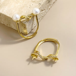 Waving balance beam pearl ring setting