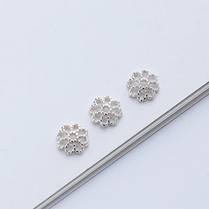 10pcs S925 Silver Gold Plated Flower Bead Cap for DIY Jewelry Making