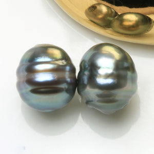 3A 7–8mm Peacock Tahitian Baroque Pearl Pair, Undrilled or Half Drill