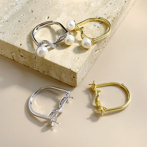 Waving balance beam pearl ring setting