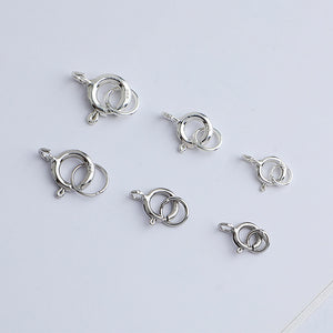 5mm 6mm 7mm, 10pcs S925 Sterling Silver Spring Buckle with Closed Ring