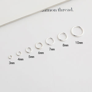 10pcs S925 Sterling Silver Closed Jump Rings 3-7mm