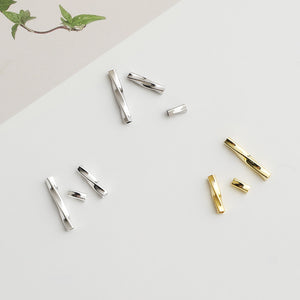 10pcs S925 Gold Plated Tube Beads, Twisted Silver Spacers -4,8,12mm