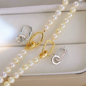 S925 Sterling Silver Oval and Rectangular Clasp for Pearl Necklace Bracelet