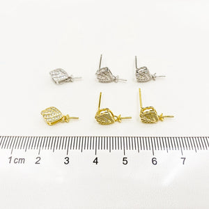 Sterling Silver Pearl Earring Pendant Settings