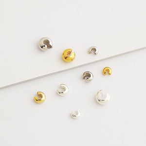 10pcs S925 Sterling Silver Crimp Beads, 3mm 4mm 5mm DIY Jewelry Bead Caps