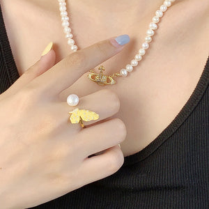 Butterfly pearl ring setting