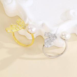 Butterfly pearl ring setting