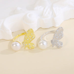 Butterfly pearl ring setting