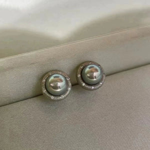 Gold Earring Setting for 6-7mm Half-Drilled Pearls