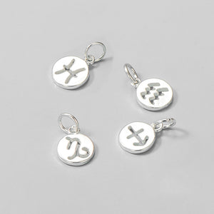 S925 Sterling Silver Twelve Constellation Pendant, DIY Beaded Rope Bracelet Necklace Accessories, 8.2mm & 9.2mm