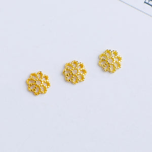 10pcs S925 Silver Gold Plated Flower Bead Cap for DIY Jewelry Making