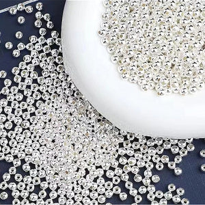 2-5mm Wholesale S925 Sterling Silver Beads by Gram, Pearlescent Round Beads