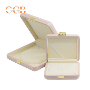 Luxury nude PU leather jewelry box for ring earrings necklace storage