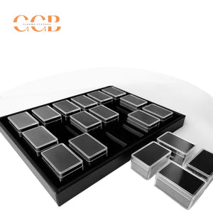 Rectangular plastic clear gemstone display storage box tray