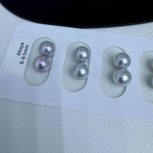5A 5-9mm Silver Grey Akoya Pearl, Natural Round Loose Pearl with High Luster and Minimal Blemish, Undrilled Half Drilled 1mm or Fully Drilled 0.7mm